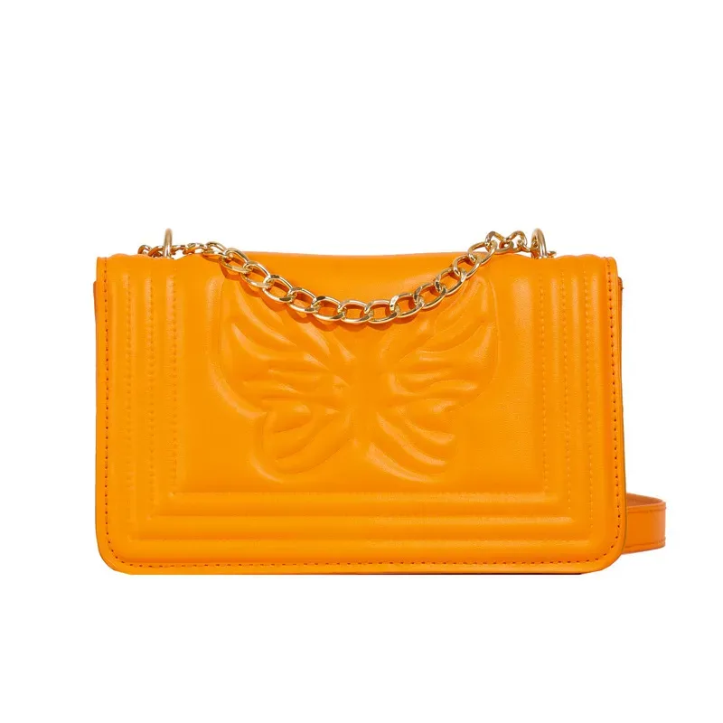 Fashion Solid Color Butterfly Embossed Square Shoulder Bag - Image 8