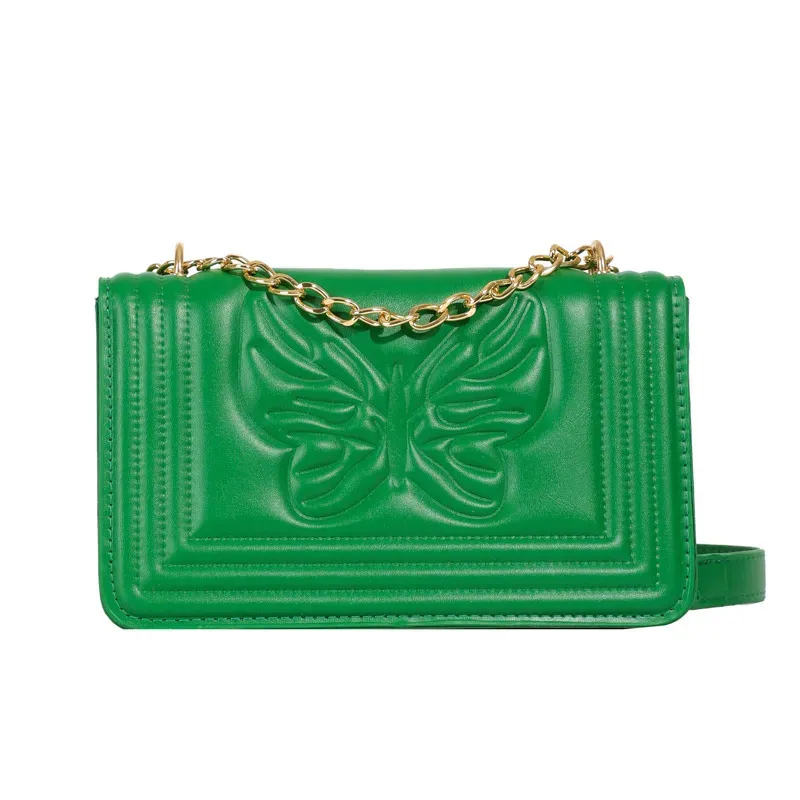 Fashion Solid Color Butterfly Embossed Square Shoulder Bag - Image 9