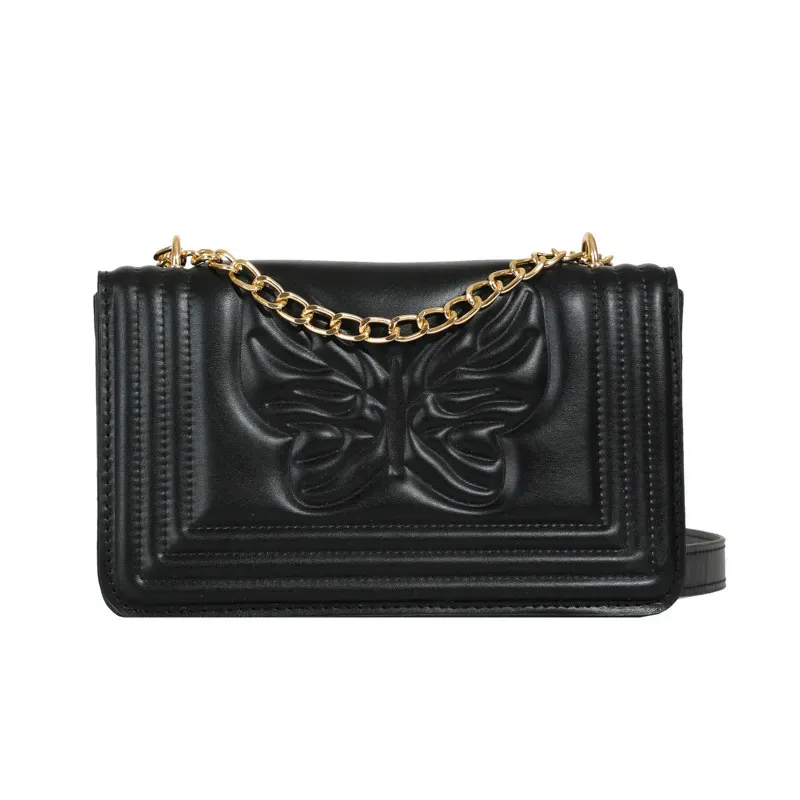 Fashion Solid Color Butterfly Embossed Square Shoulder Bag - Image 11