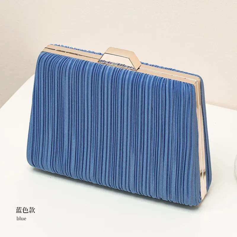 Women Fashionable Square Pleated Chain Evening Bag - Image 7