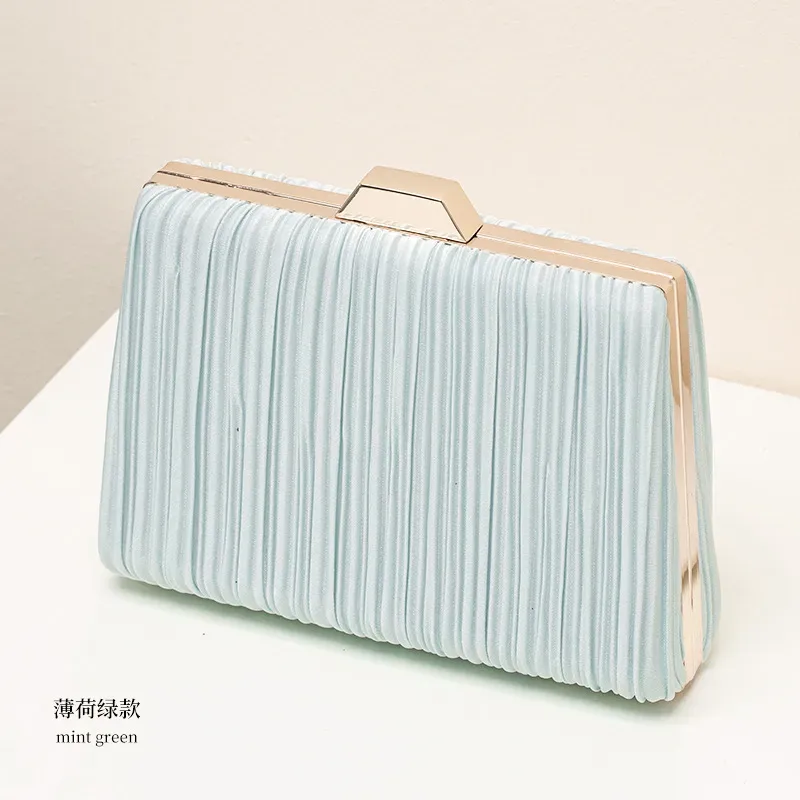 Women Fashionable Square Pleated Chain Evening Bag - Image 9