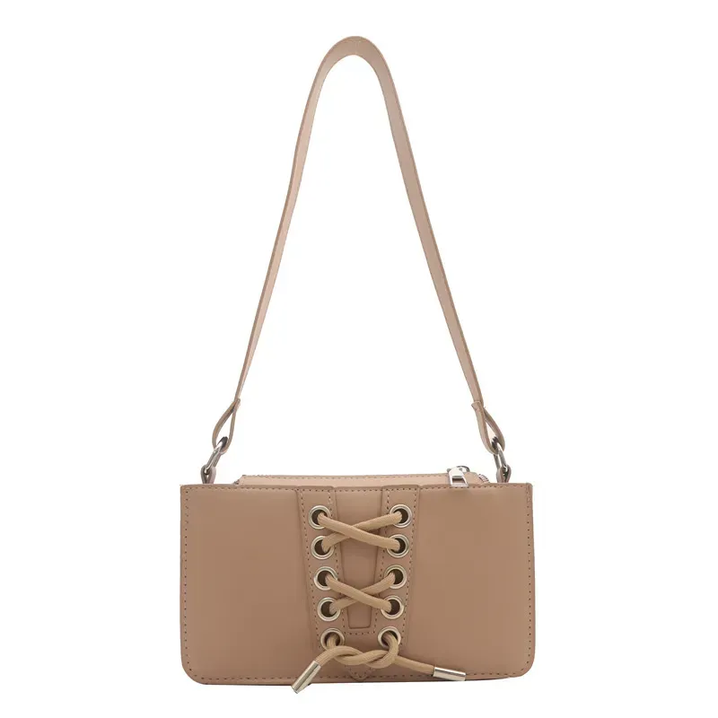 Fashion Lace-up Solid Color Square Shoulder Bag - Image 6