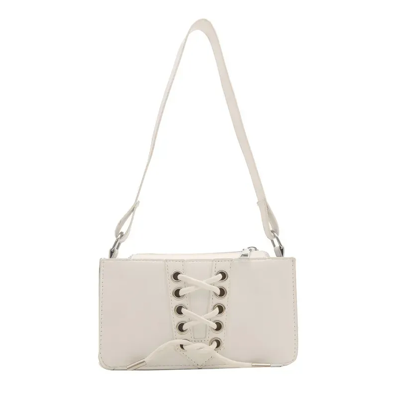 Fashion Lace-up Solid Color Square Shoulder Bag - Image 8