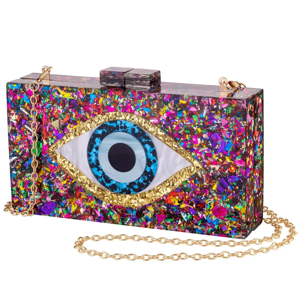Women Evil Eye Square Acrylic Evening Bags