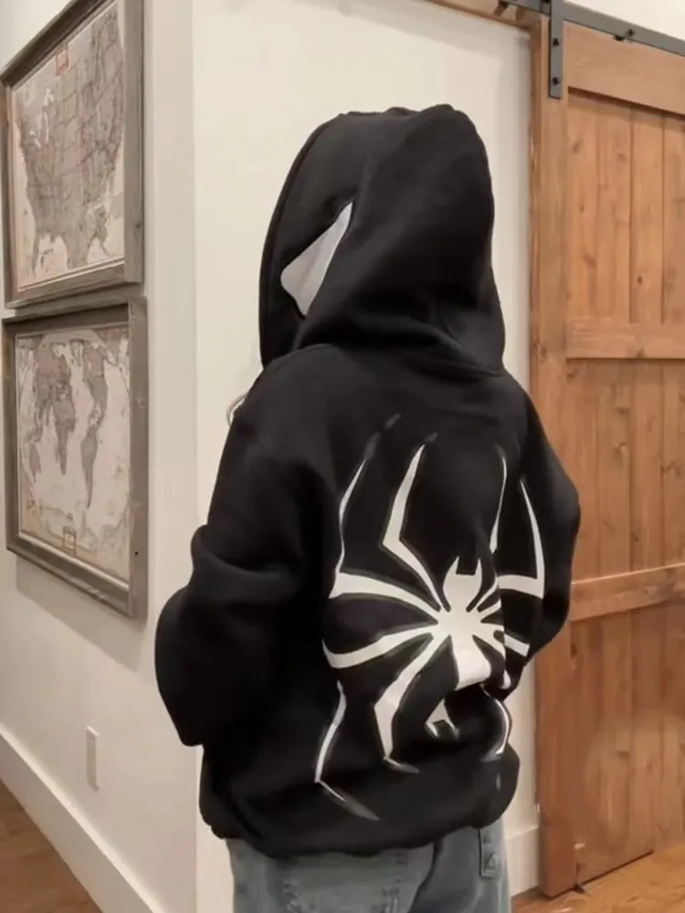 Y2K Unisex Couple Personalized Spider-Print Hoodie - Image 6