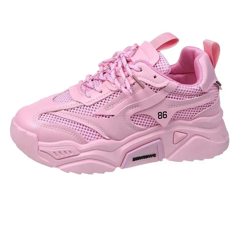 Women Fashion Casual Candy Color Mesh Thick-Soled Sneaker - Image 7