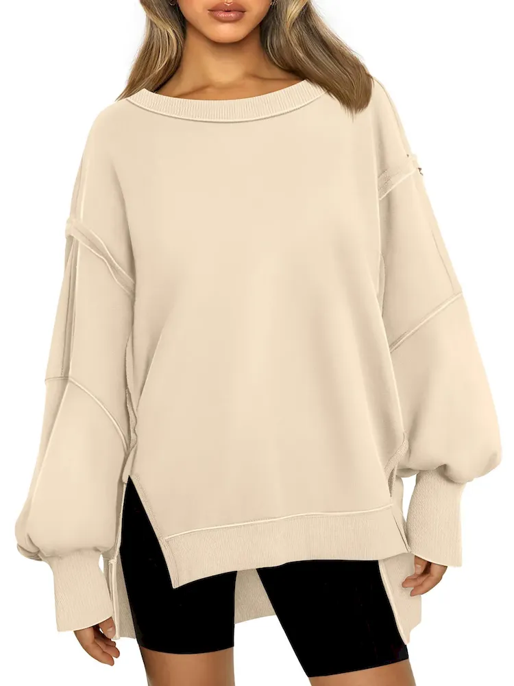Women Fashion Casual Crewneck Long Sleeve Blank Sweatshirt - Image 11