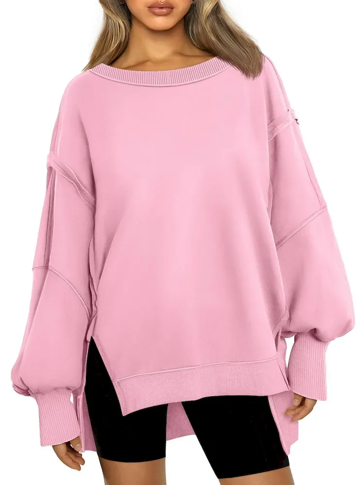 Women Fashion Casual Crewneck Long Sleeve Blank Sweatshirt - Image 12