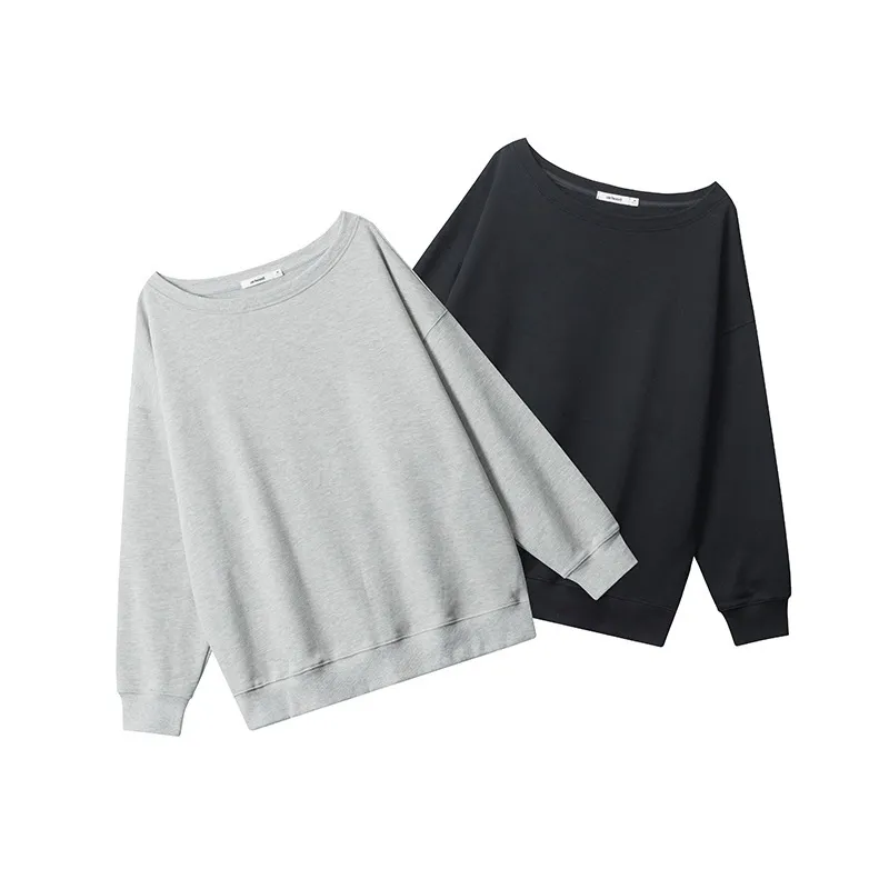 Women Casual Loose Solid Color Crewneck Long Sleeve Blank Sweatshirt - Image 4