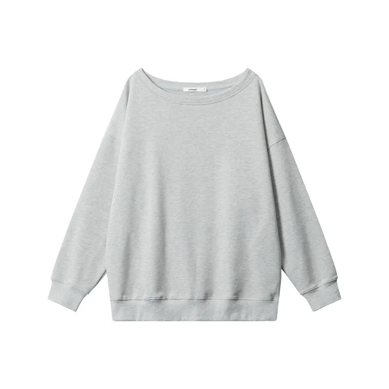 Women Casual Loose Solid Color Crewneck Long Sleeve Blank Sweatshirt - Image 6