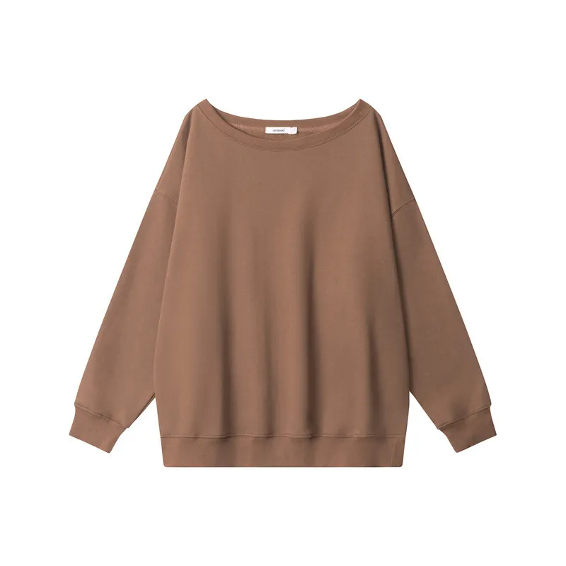 Women Casual Loose Solid Color Crewneck Long Sleeve Blank Sweatshirt - Image 7