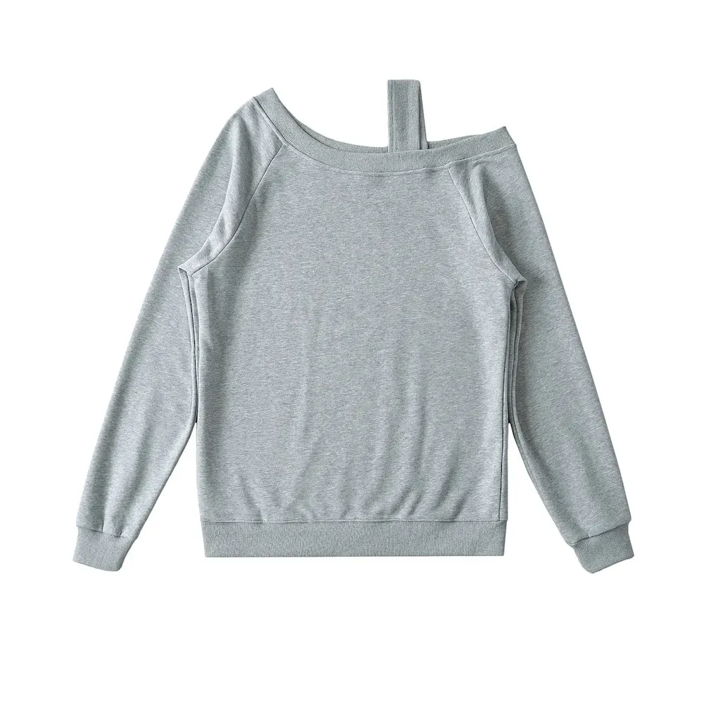 Women Fashion Loose Long-Sleeved Blank Sweatshirt - Image 3