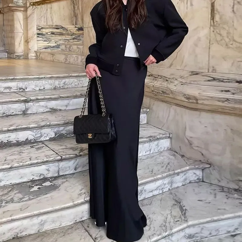 Women Elegant Solid Color Satin Fishtail Skirt