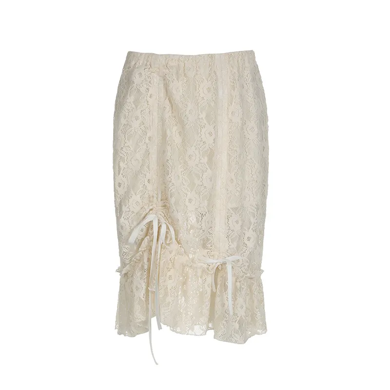 Summer Women Fashion Palace Style Lace Ruffled Skirt - Image 5