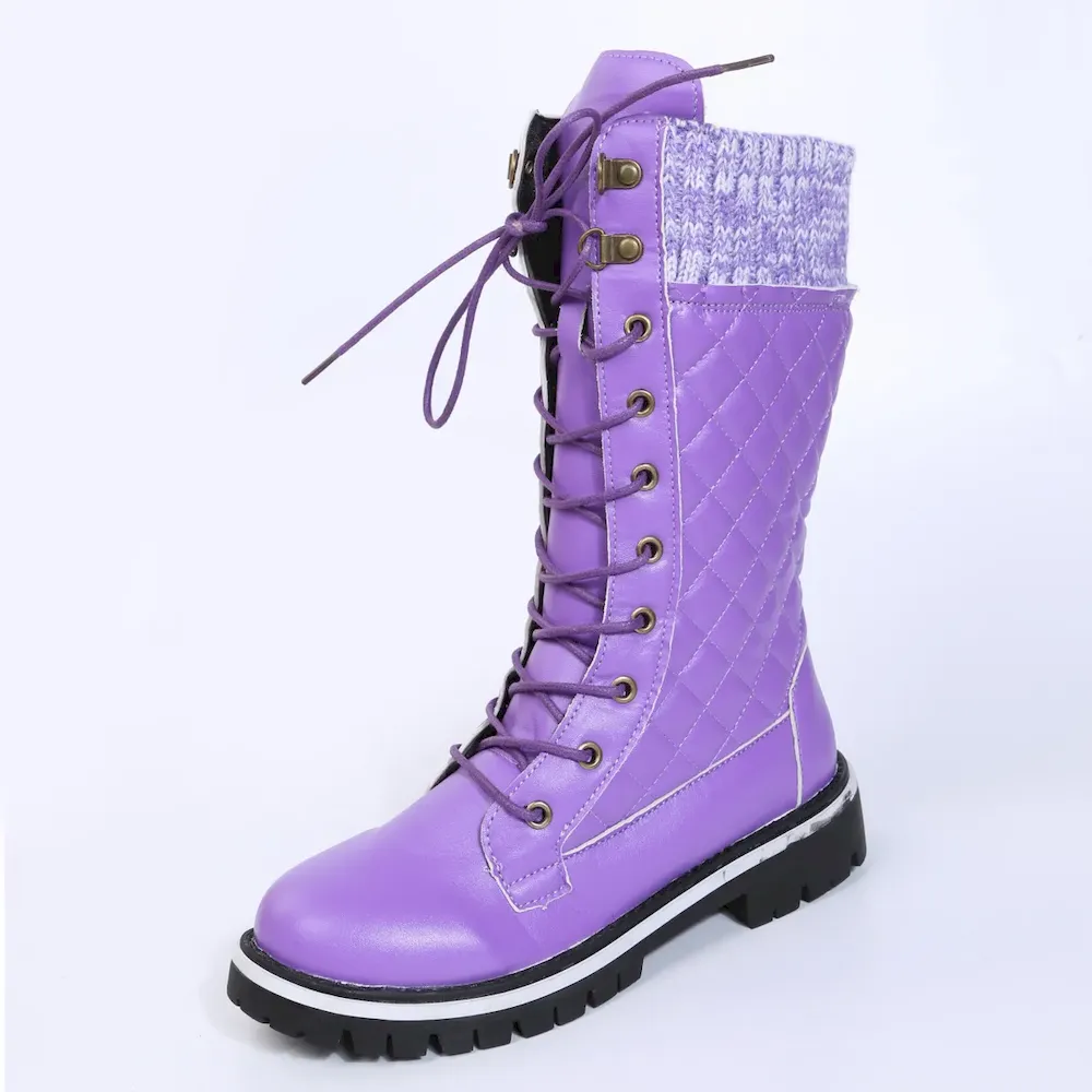Autumn Winter Women Fashion Plus Size Strap Warm Side Zipper Mid-Calf Boots - Image 7