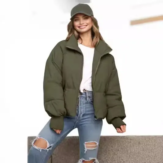 Autumn Winter Women Fashionable Loose Thickened Cotton-Padded Coat - Image 3