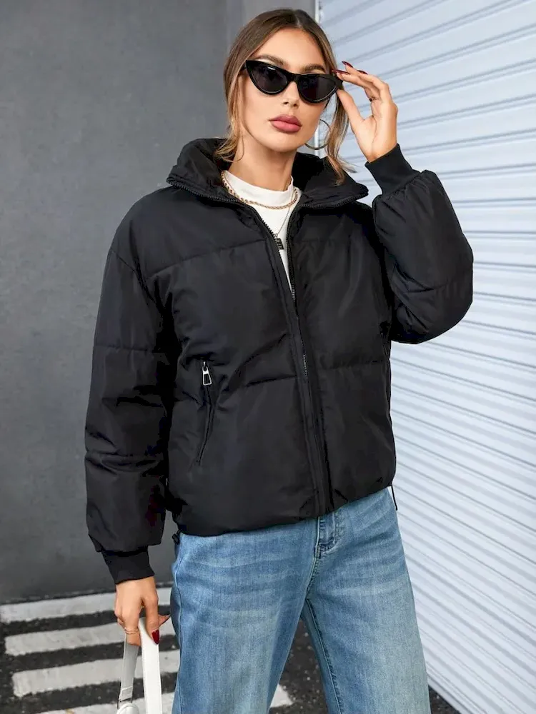 Autumn Winter Women Fashionable Loose Thickened Cotton-Padded Coat - Image 6
