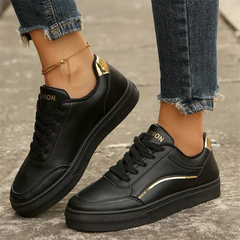 Women Casual Plus Size Round Toe Lace-Up Thick-Soled Sneaker - Image 7
