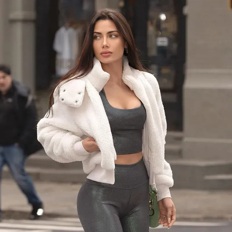 Autumn And Winter Casual Cozy Style Lamb Fleece Coat Plush Cardigan