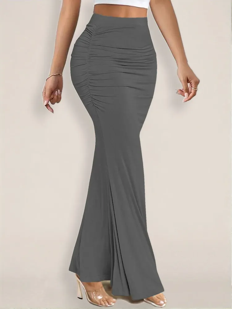 Summer Women Fashion Creased Slim Long Skirt - Image 5