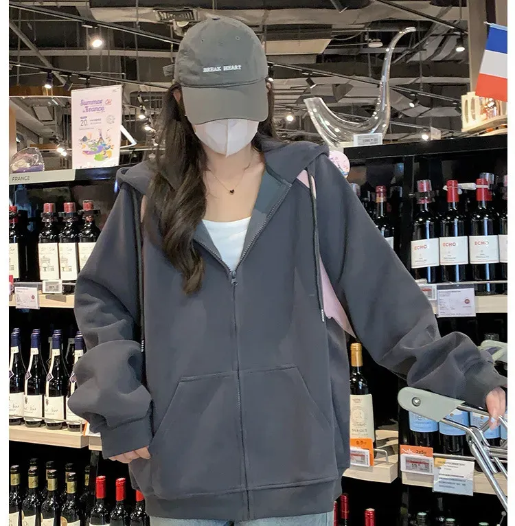 Women Fashion Casual Retro Zipper Cardigan Hoodies