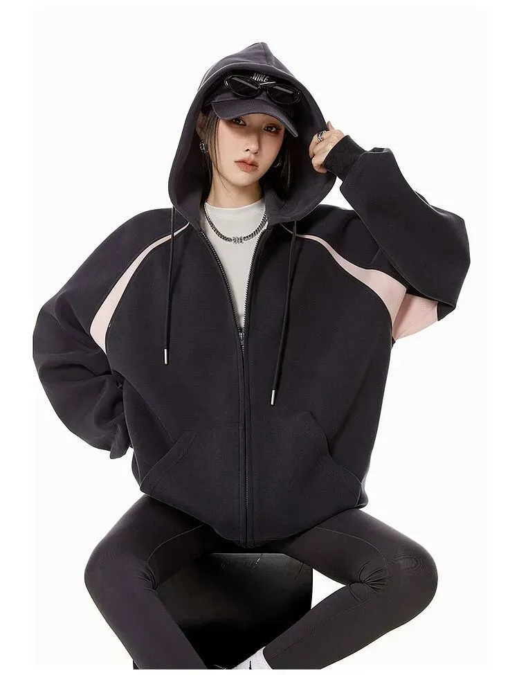 Women Fashion Casual Retro Zipper Cardigan Hoodies - Image 8