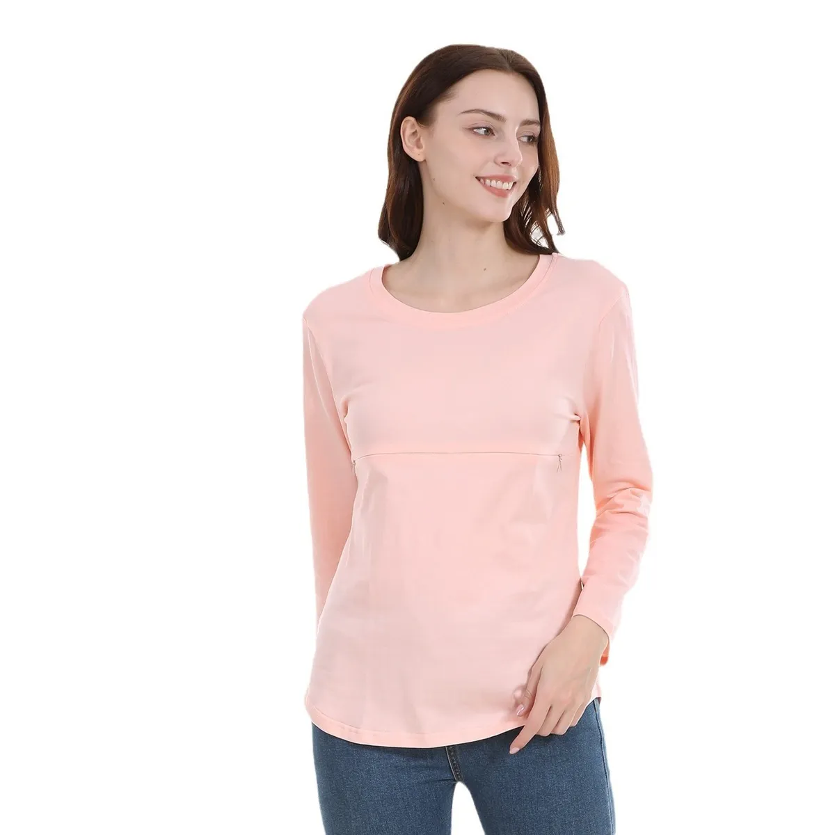 Women Casual Cotton Long-Sleeve Zipper Breastfeeding Pregnant Women T-Shirt - Image 4