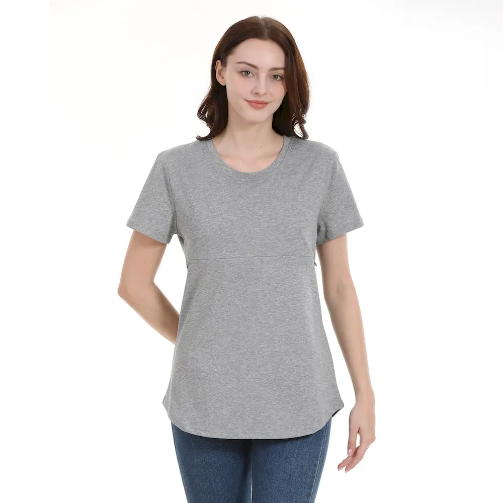 Women Casual Short-Sleeved Cotton Zipper Breastfeeding Pregnant Women T-Shirt - Image 11