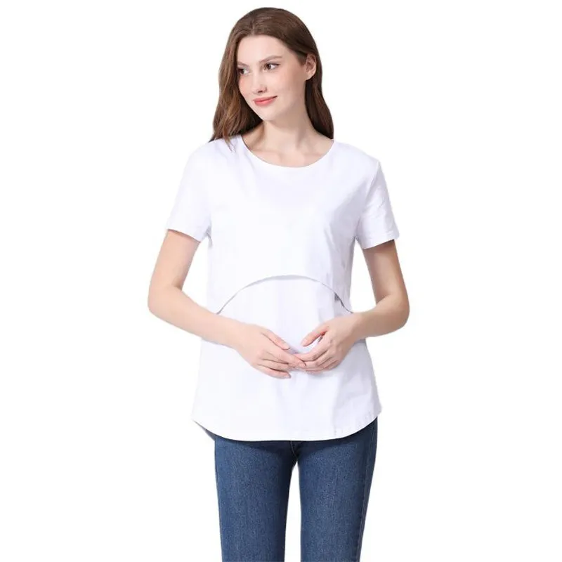 Women Casual Loose Curved Design Short-Sleeved Pregnant Women T-Shirt - Image 4