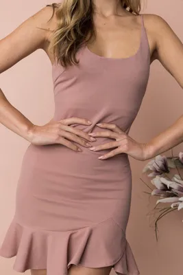 Women Fashion Sexy Solid Color Square Neck Backless Ruffled Camisole Dress - Image 9