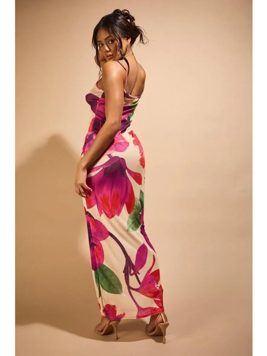 Women Fashion Sexy Vacation Digital Print Slim Fit Camisole Dress - Image 4