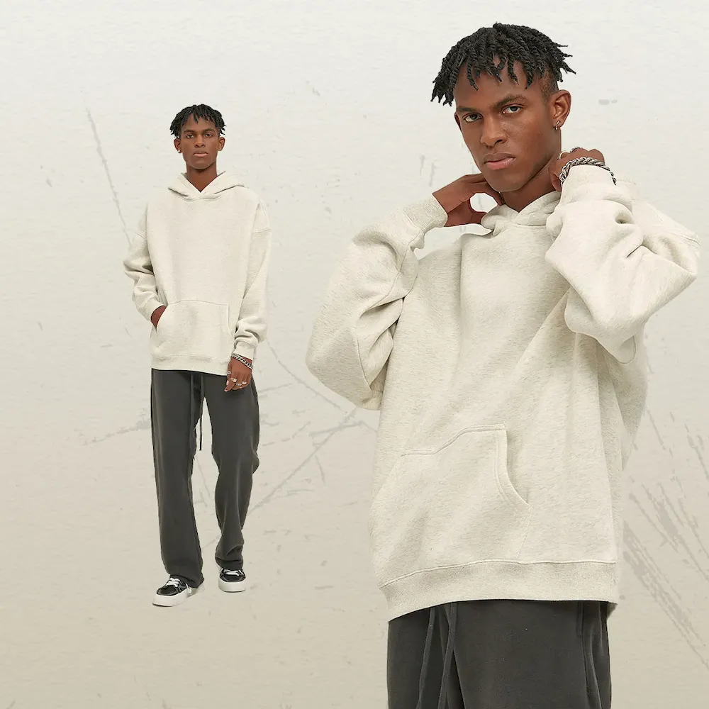 Men Fashion Loose Solid Color Fleece-Lined Hoodies - Image 7