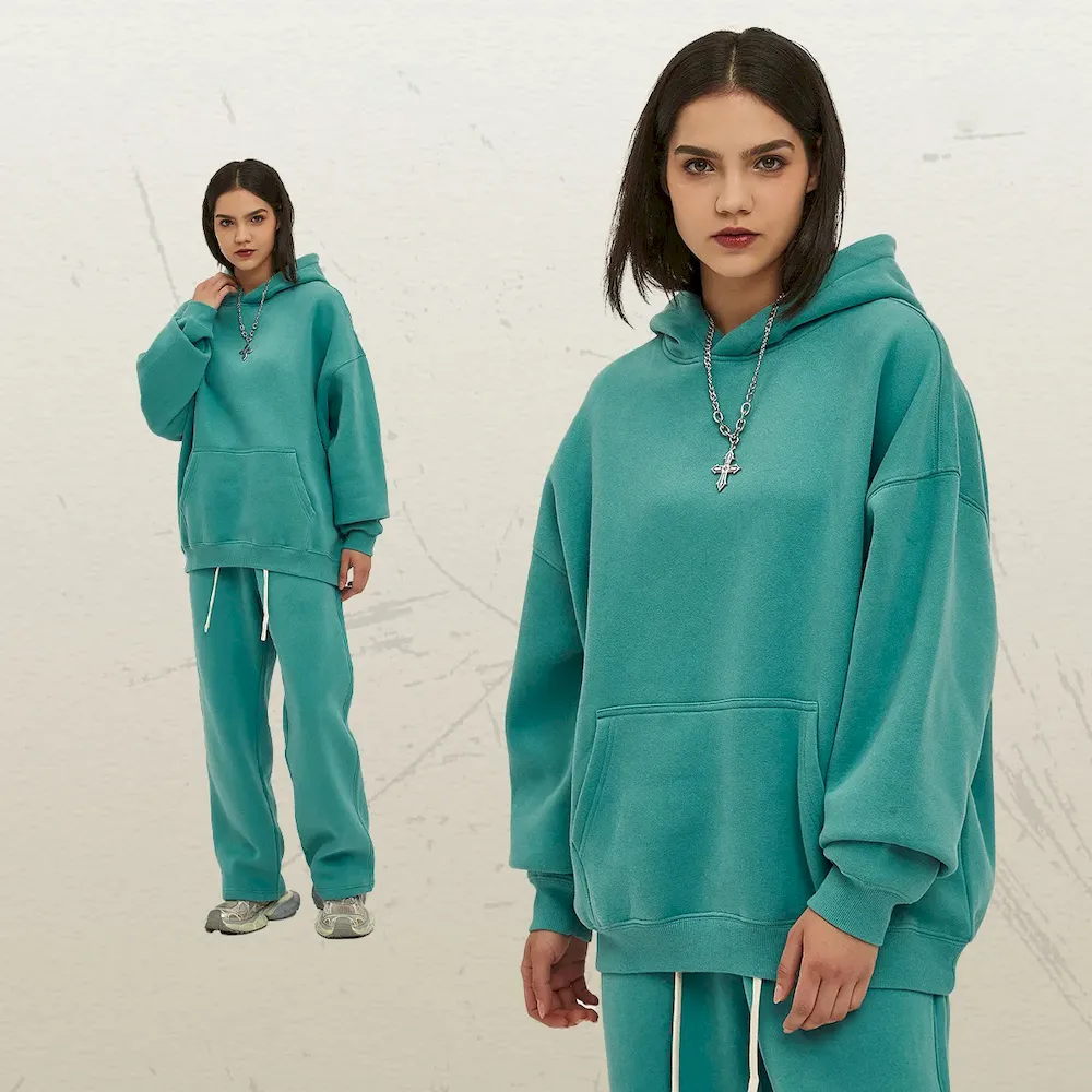 Men Fashion Loose Solid Color Fleece-Lined Hoodies - Image 9