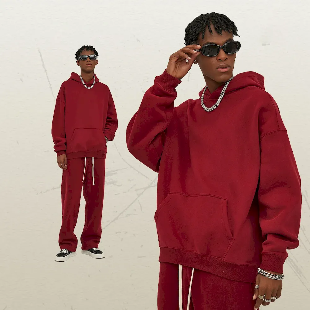 Men Fashion Loose Solid Color Fleece-Lined Hoodies - Image 13