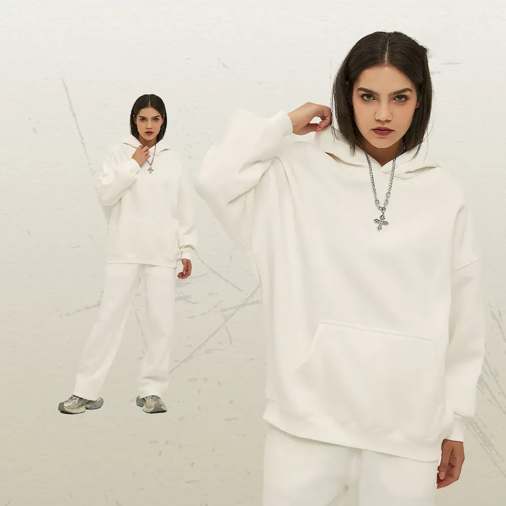 Men Fashion Loose Solid Color Fleece-Lined Hoodies - Image 20