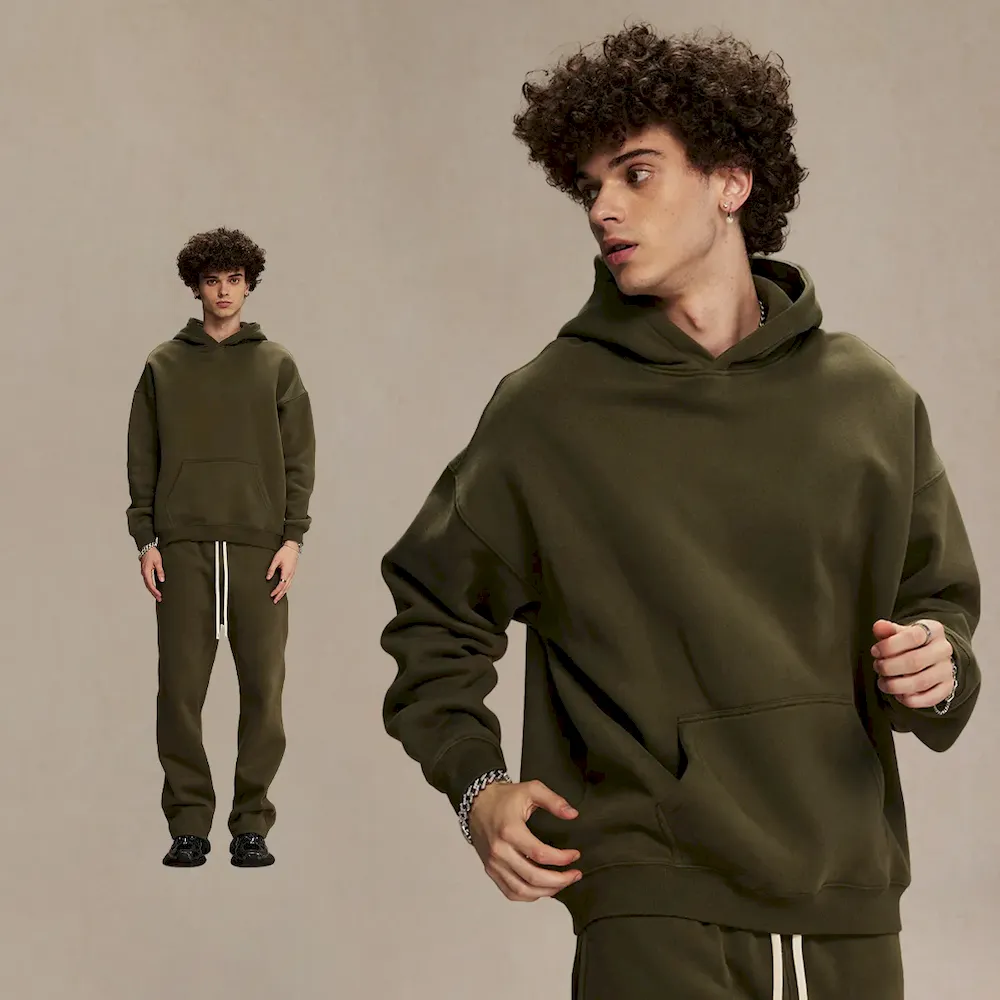 Men Fashion Loose Solid Color Fleece-Lined Hoodies - Image 25