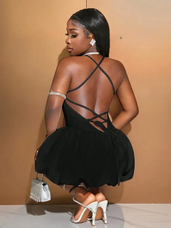 Sexy Women Summer Backless Bandage Bubble Skirt - Image 7