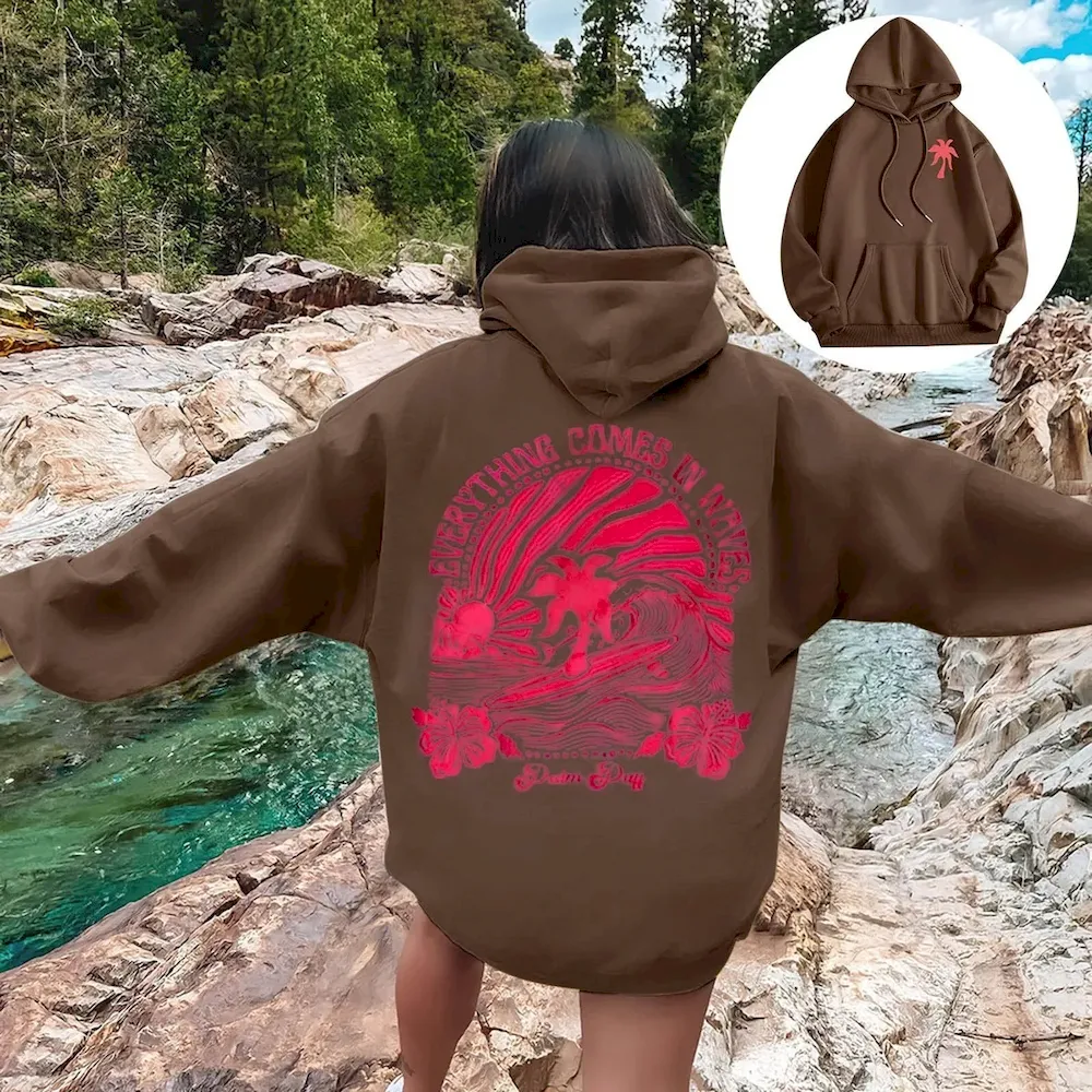 Women Fashion Casual Printed Threaded Long-Sleeve Loose Hoodies - Image 11