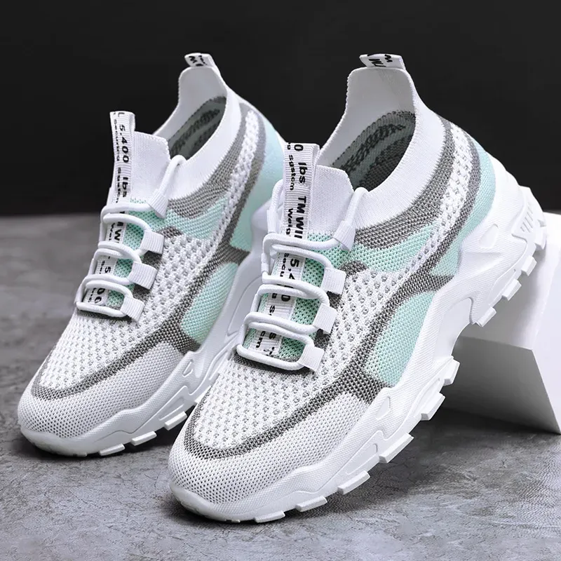 Women Fashion Casual Woven Breathable Mesh Soft Sole Platform Sneakers - Image 3