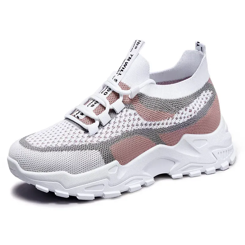 Women Fashion Casual Woven Breathable Mesh Soft Sole Platform Sneakers - Image 5