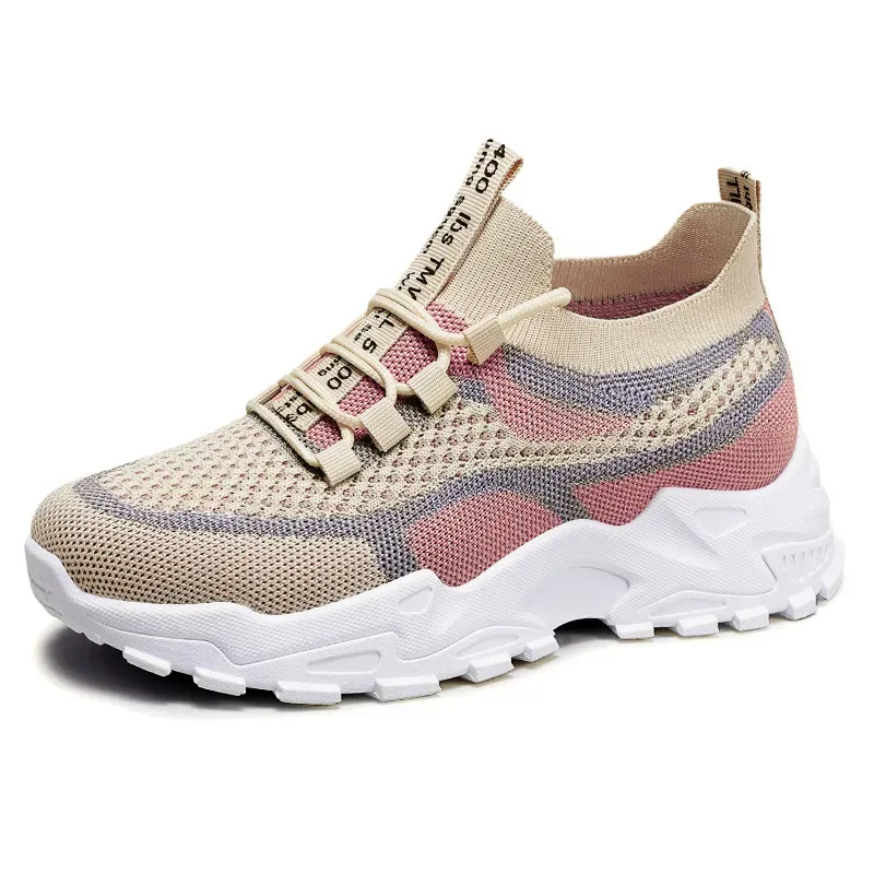 Women Fashion Casual Woven Breathable Mesh Soft Sole Platform Sneakers - Image 7