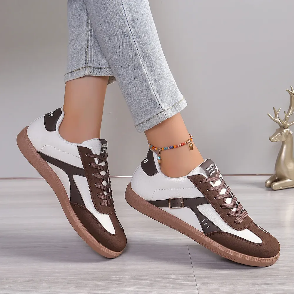Women Casual Vintage Contrast Flat Sneaker - Image 3