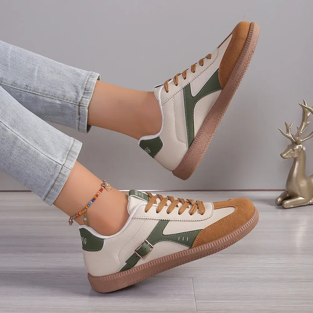Women Casual Vintage Contrast Flat Sneaker - Image 4