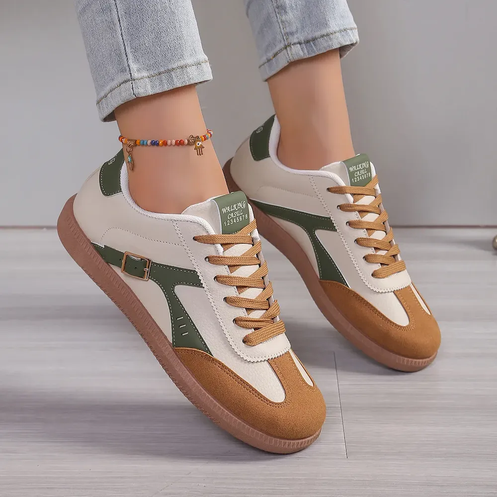 Women Casual Vintage Contrast Flat Sneaker - Image 6