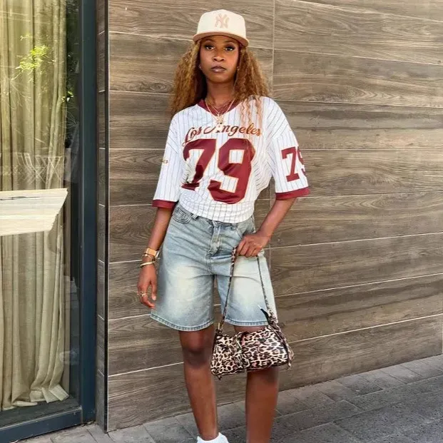 Women Fashion Casual Digital Printed V-Neck Short Sleeve Loose Jersey T-Shirt