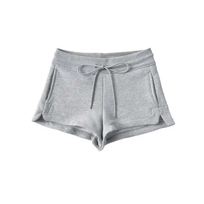 Women Fashion Casual Solid Color Drawstring Loose Shorts - Image 3