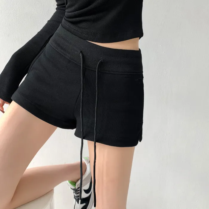 Women Fashion Casual Solid Color Drawstring Loose Shorts - Image 5