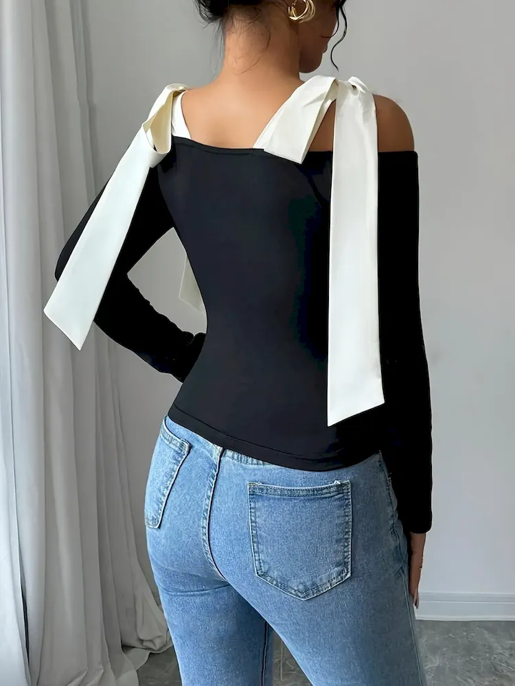 Women'S Fashion Long-Sleeved Shoulder Top - Image 3