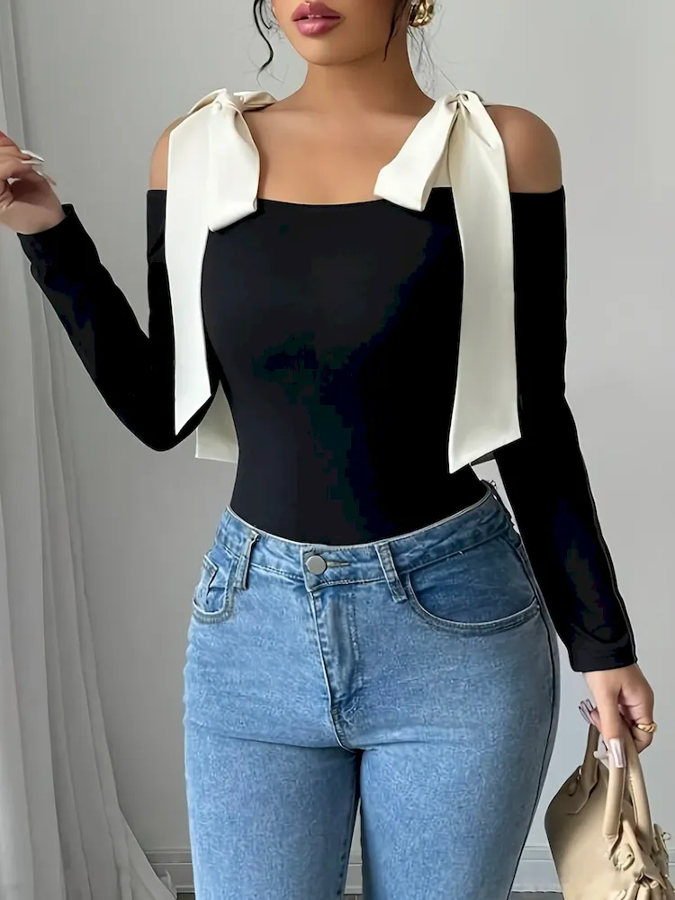 Women'S Fashion Long-Sleeved Shoulder Top - Image 5