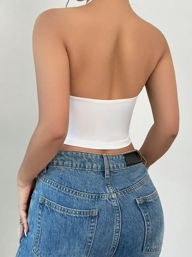 Sexy Women Summer Holiday Style Floral Halter Neck Camis - Image 4